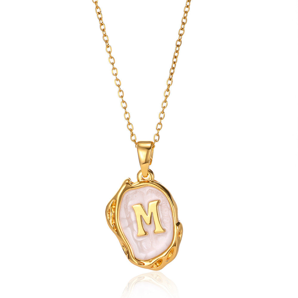 Simple 26 Letters Drop Oil Three-Dimensional Necklace