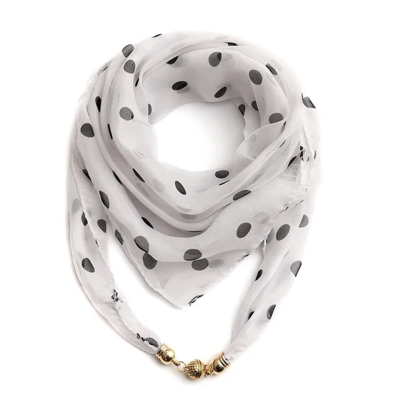 Magnet Buckle Silk Scarf Neckerchief Printing Scarves Women Skinny Headband Hand Wrist Bag Scarf Fashion Necklace Accessories