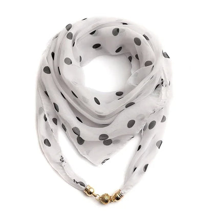 Magnet Buckle Silk Scarf Neckerchief Printing Scarves Women Skinny Headband Hand Wrist Bag Scarf Fashion Necklace Accessories