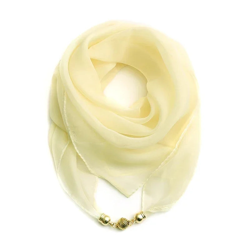 Magnet Buckle Silk Scarf Neckerchief Printing Scarves Women Skinny Headband Hand Wrist Bag Scarf Fashion Necklace Accessories