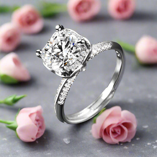 Moissanite Ring One Carat Moissanite Ring with Adjustable Opening