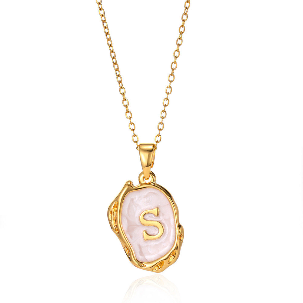 Simple 26 Letters Drop Oil Three-Dimensional Necklace